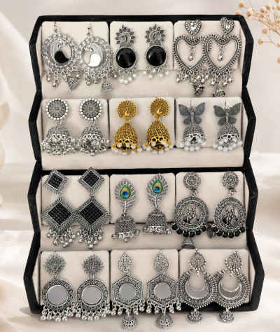 HS BANDHU Stylish Premium 12 Pair of earings with velvet box Metal Drops & Danglers, Jhumki Earring, Hoop Earring, Stud Earring, Earring Set